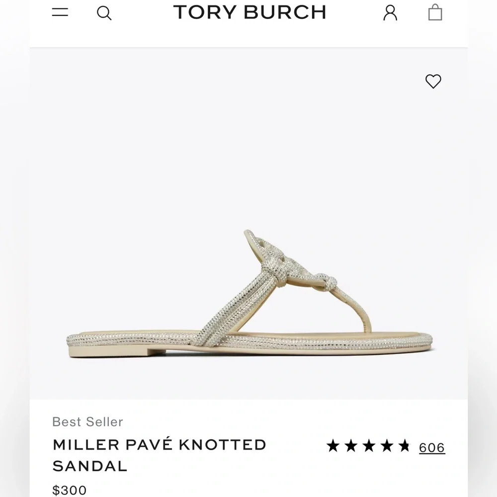 TORY BURCH Best Seller MILLER PAVÉ KNOTTED SANDAL 7.5 preowned  $300 Stone Gray